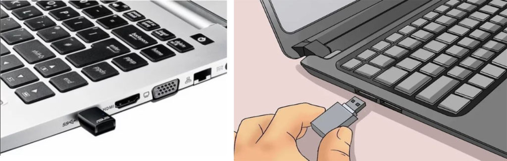 Вставляем вай фай адаптер в USB порт 